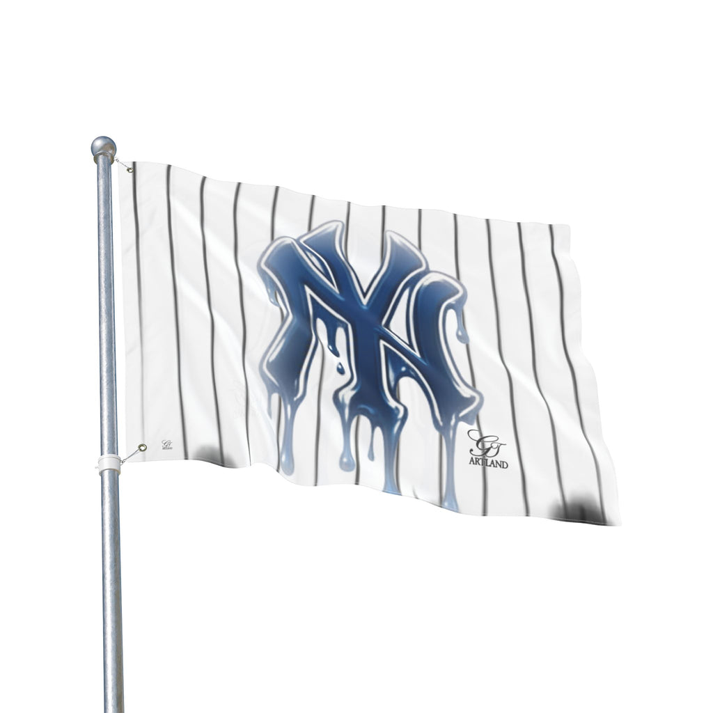 Dripping Pinstripe NY Fan Logo Flag | Double Sided Designer Flag by GT Artland