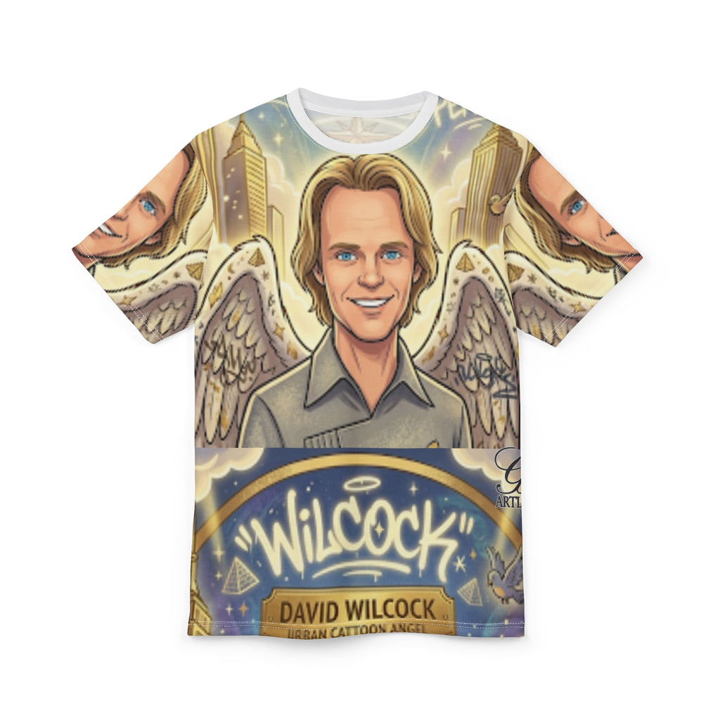 David Wilcock Cartoon Angel Tee | All-Over Print Cut & Sew Shirt by GT Artland