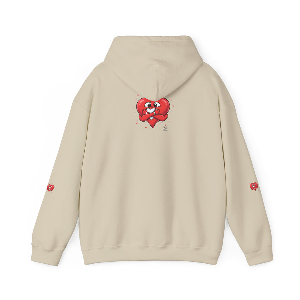 Graphic Heart Unisex Heavy Blend Hooded Sweatshirt | Red Heart Cartoon Sweatshirt