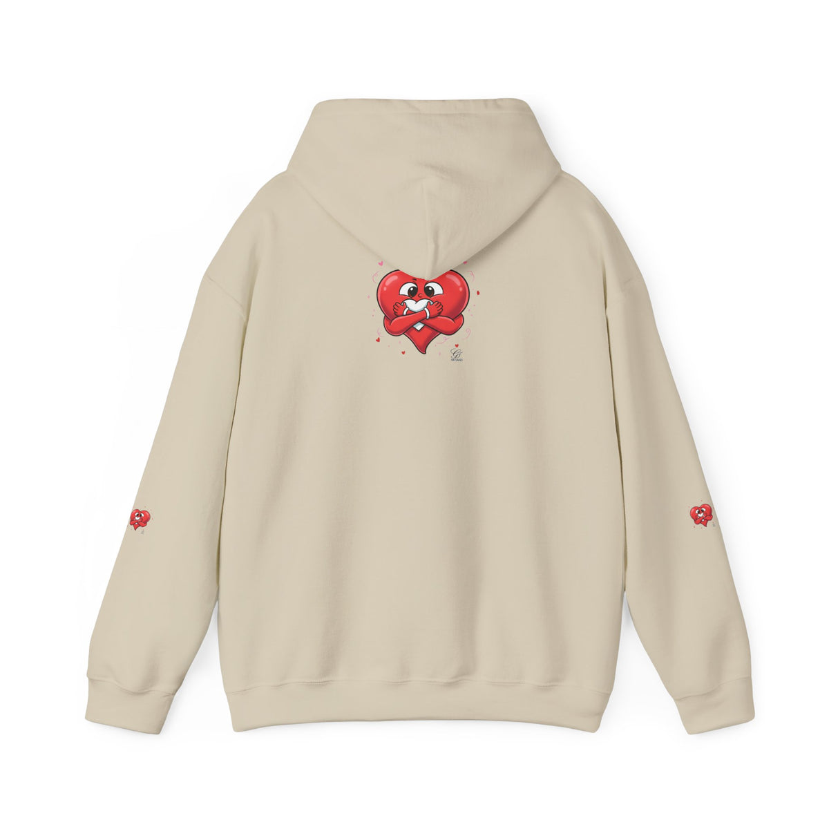 Graphic Heart Unisex Heavy Blend Hooded Sweatshirt | Red Heart Cartoon Sweatshirt