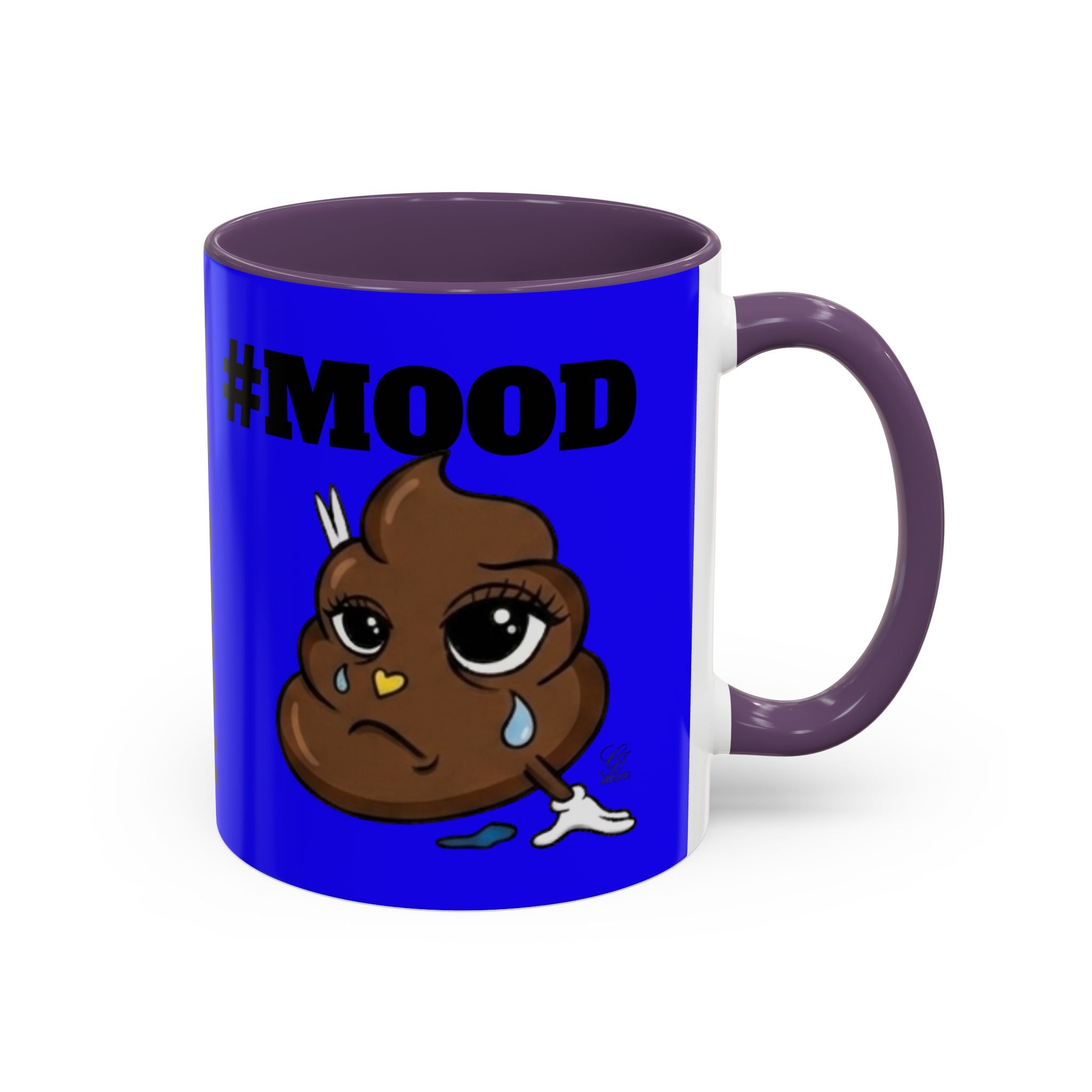 #MOOD Poop Emoji Retro Blue Accent Coffee Mug – Funny Blue 11/15oz Gift by GT Artland