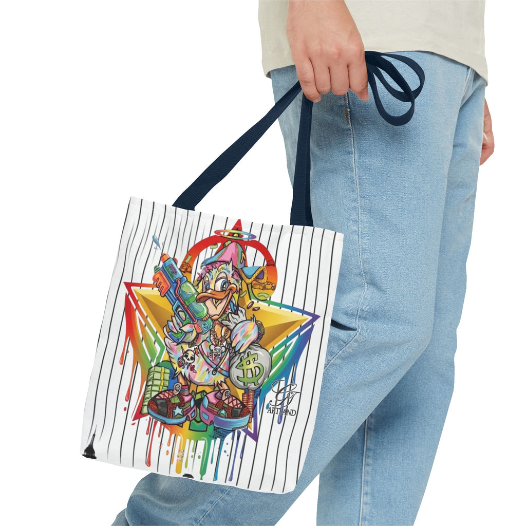 Graffiti Duck Urban Colorful Drip Tote Bag — Colorful Street Art by GT Artland
