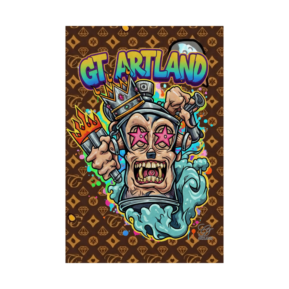 Graffiti King Skull Matte Vertical Poster | Urban Street Art, Colorful Illustration by GT Artland