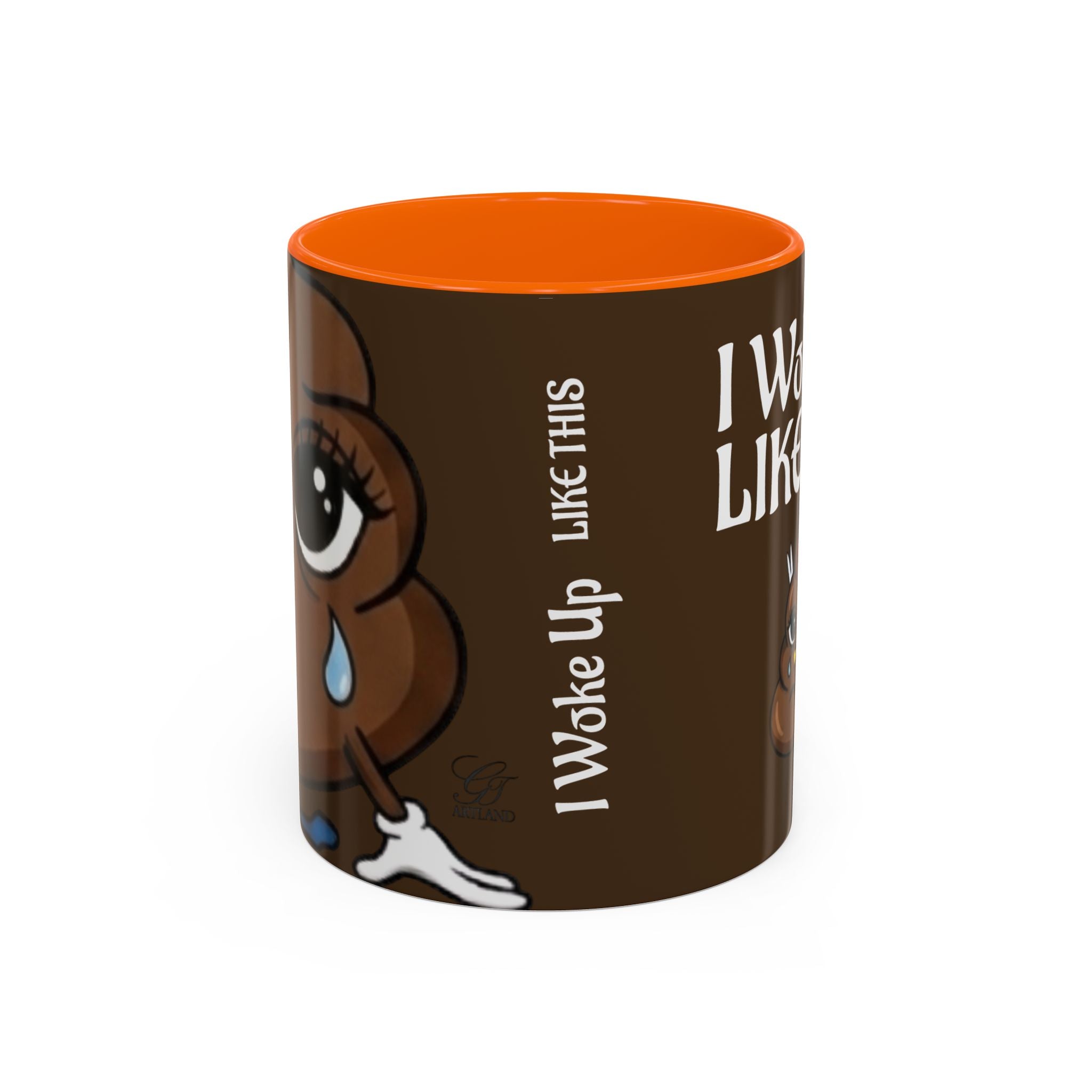 I Woke Up Like This Designer Collectors Coffee Mug — Funny Poop Emoji Accent Mug by GT Artland