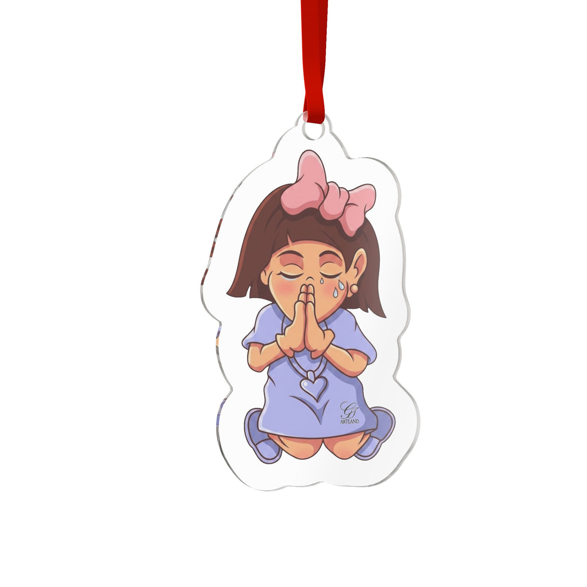 Praying Girl Acrylic Ornament – Inspirational Christmas Tree Decoration by GT Artland