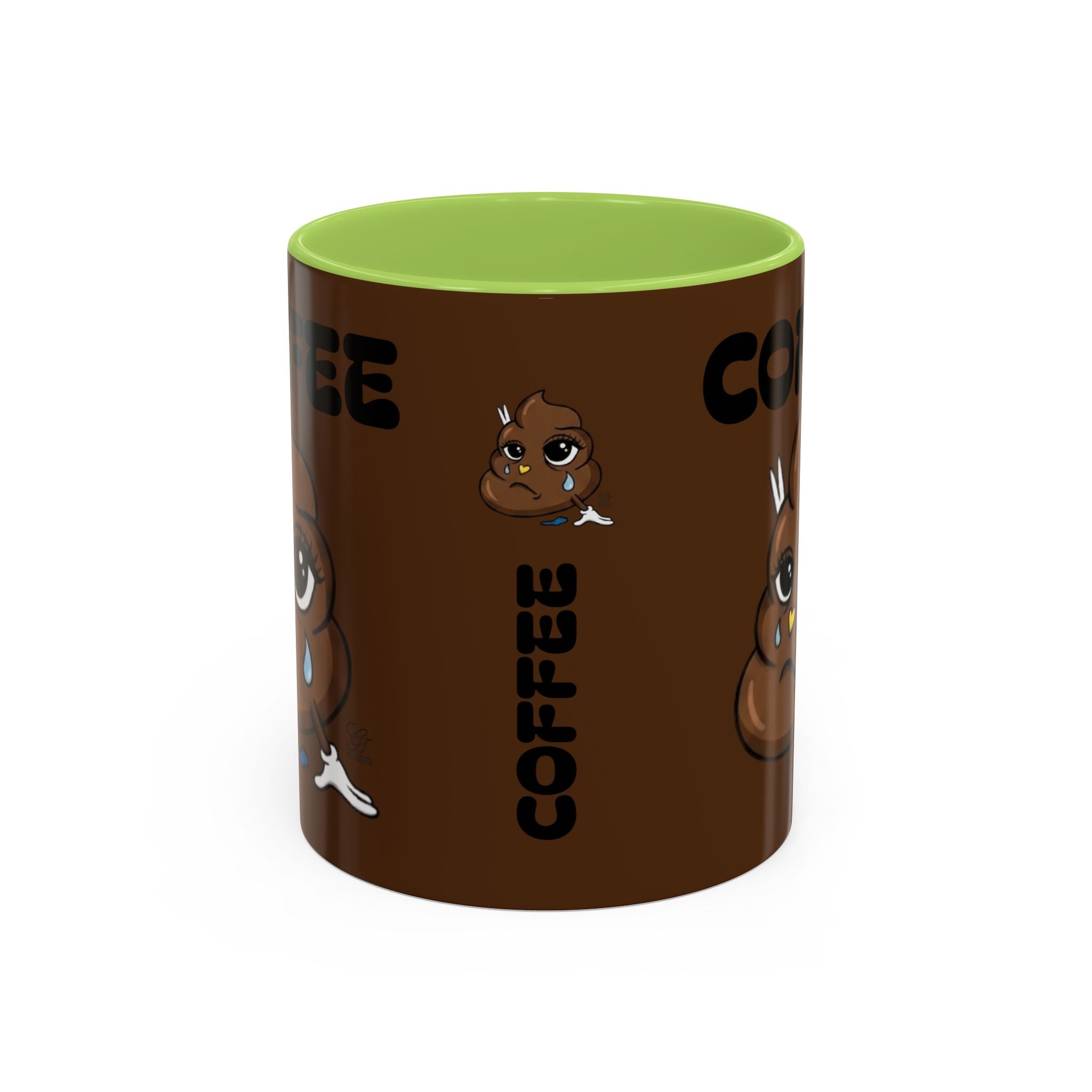 Coffee Mug — Cute Crying Poop Emoji 'COFFEE' Accent Ceramic Mug (11/15 oz) by GT Artland