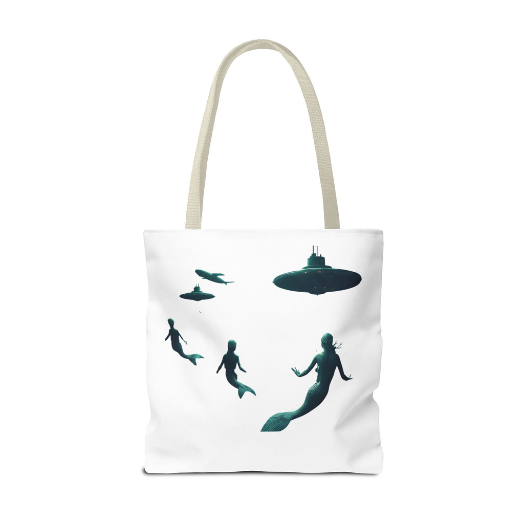 Ocean Inspired Mermaid UFOs Tote Bag With A Underwater Alien Scene