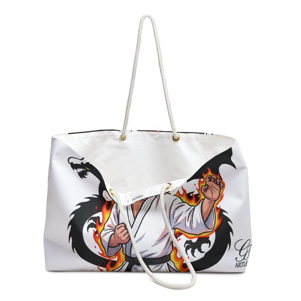 Karate Chuck Norris Master with Dragon Flames Weekender Bag | Martial Arts Tote by GT Artland