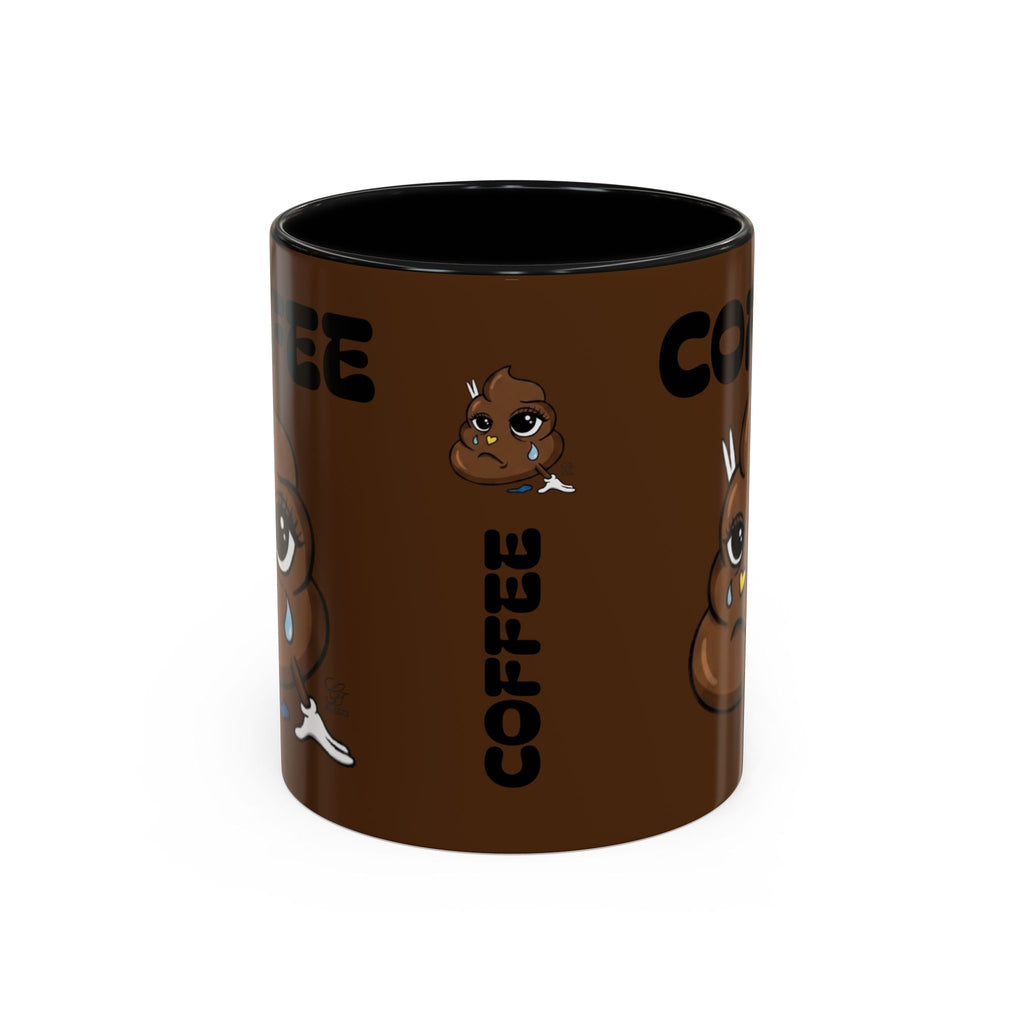 Coffee Mug — Cute Crying Poop Emoji 'COFFEE' Accent Ceramic Mug (11/15 oz) by GT Artland