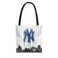 Drip NY Fan Gear Logo Pinstripe Tote Bag — Urban Baseball Cityscape by GT Artland