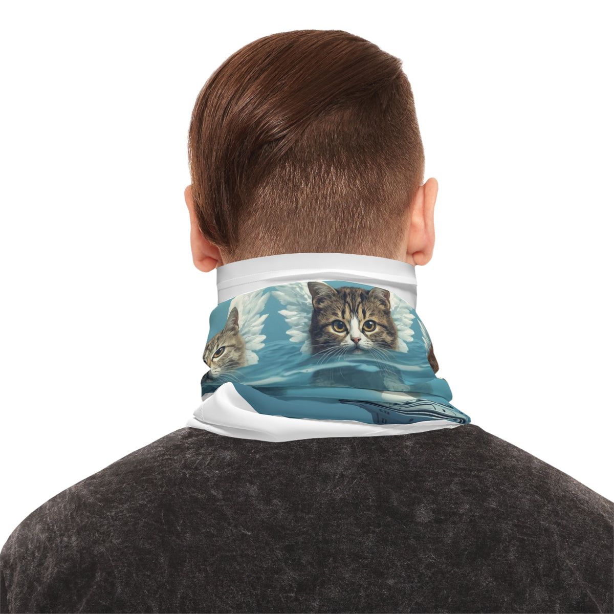 Three Cats with Wings UFO Neck Gaiter | Cat Alien Designed Face Mask by GT Artland