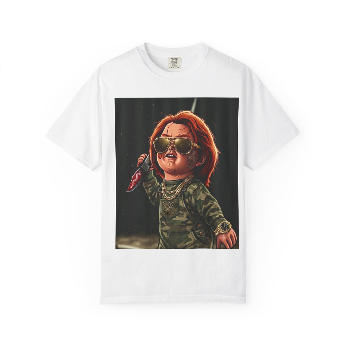 Playtimes Over Military Gold Swag Designer Drip TEE | Horror Movie Styled by GT Artland