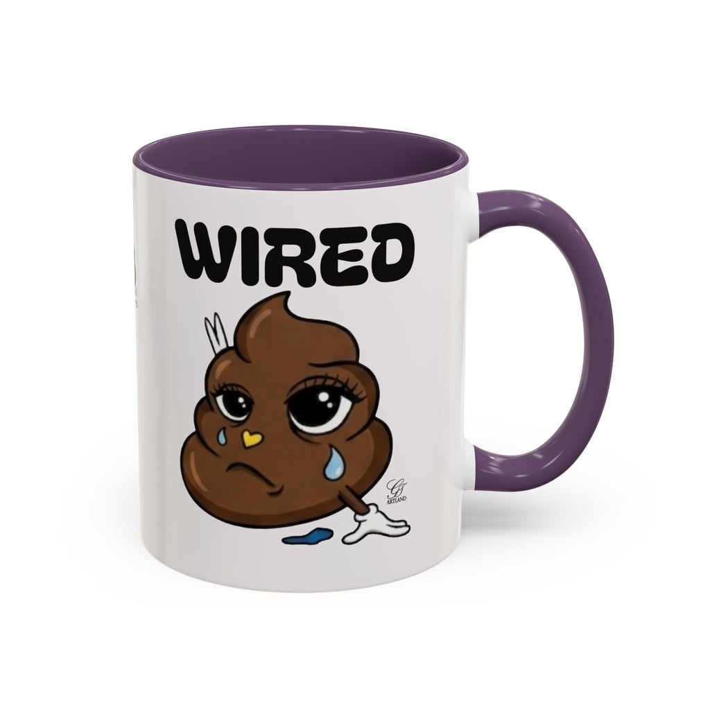 Wired Coffee Mug — Funny Poop Emoji Design Accent Mug (11/15 oz) by GT Artland