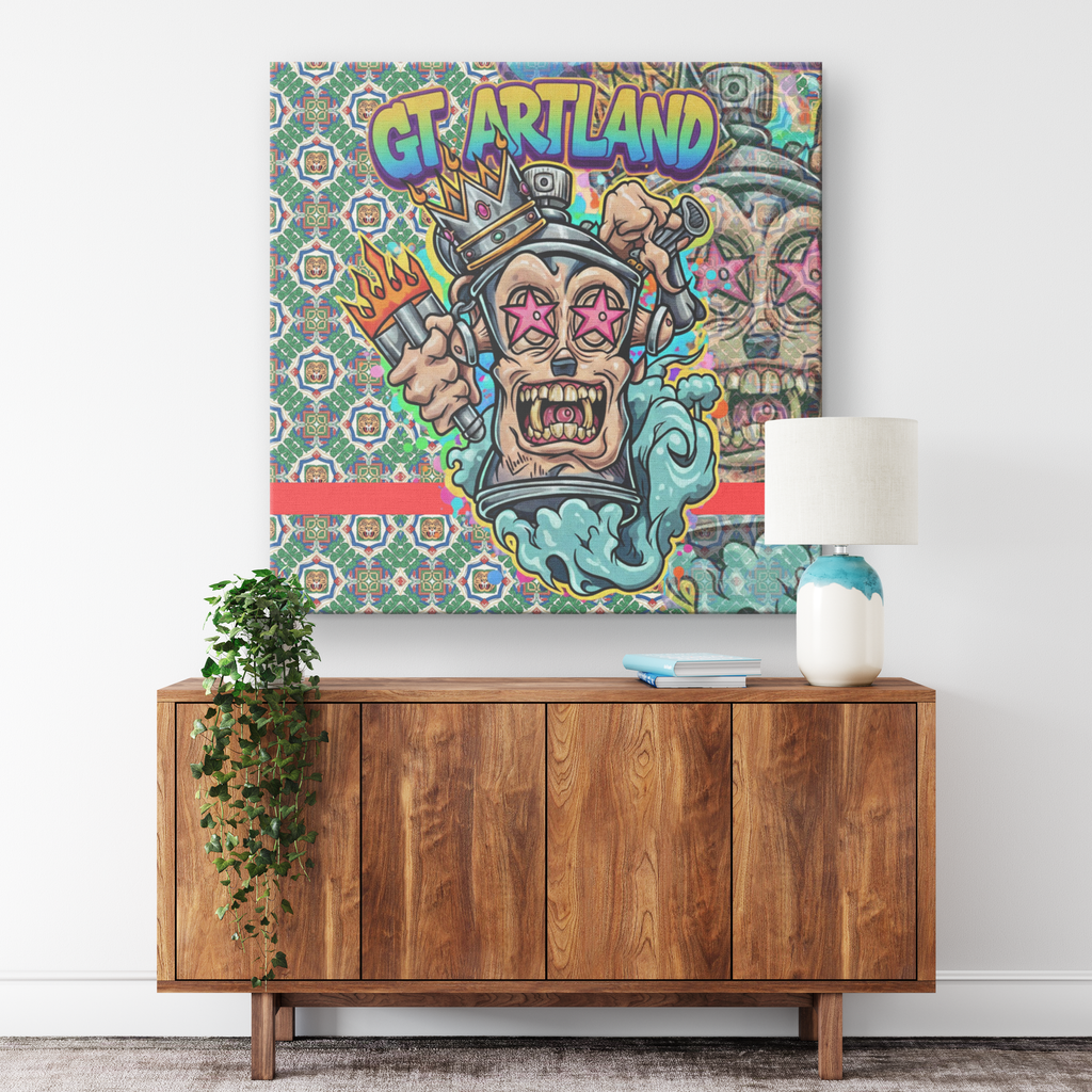 King Spray Can GT Designer Halogram Red Label Edition Square Canvas Wrap by GT Artland