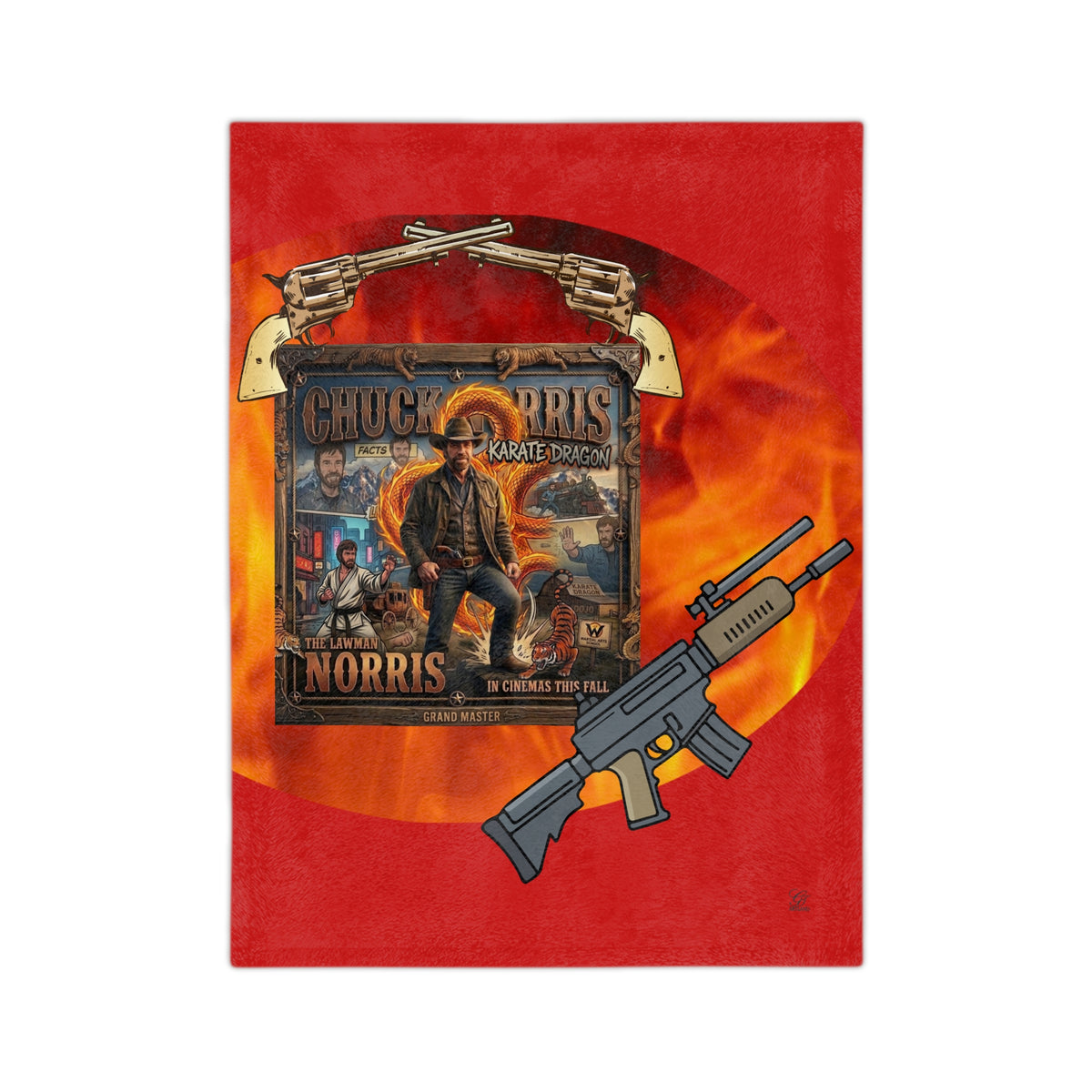 Chuck Norris Western  Velveteen Blanket With Ammunition