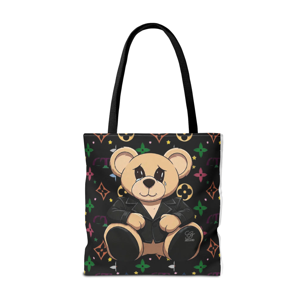 Elite Black Urban Designer Teddy Bear Monogram Tote Bag by GT Artland