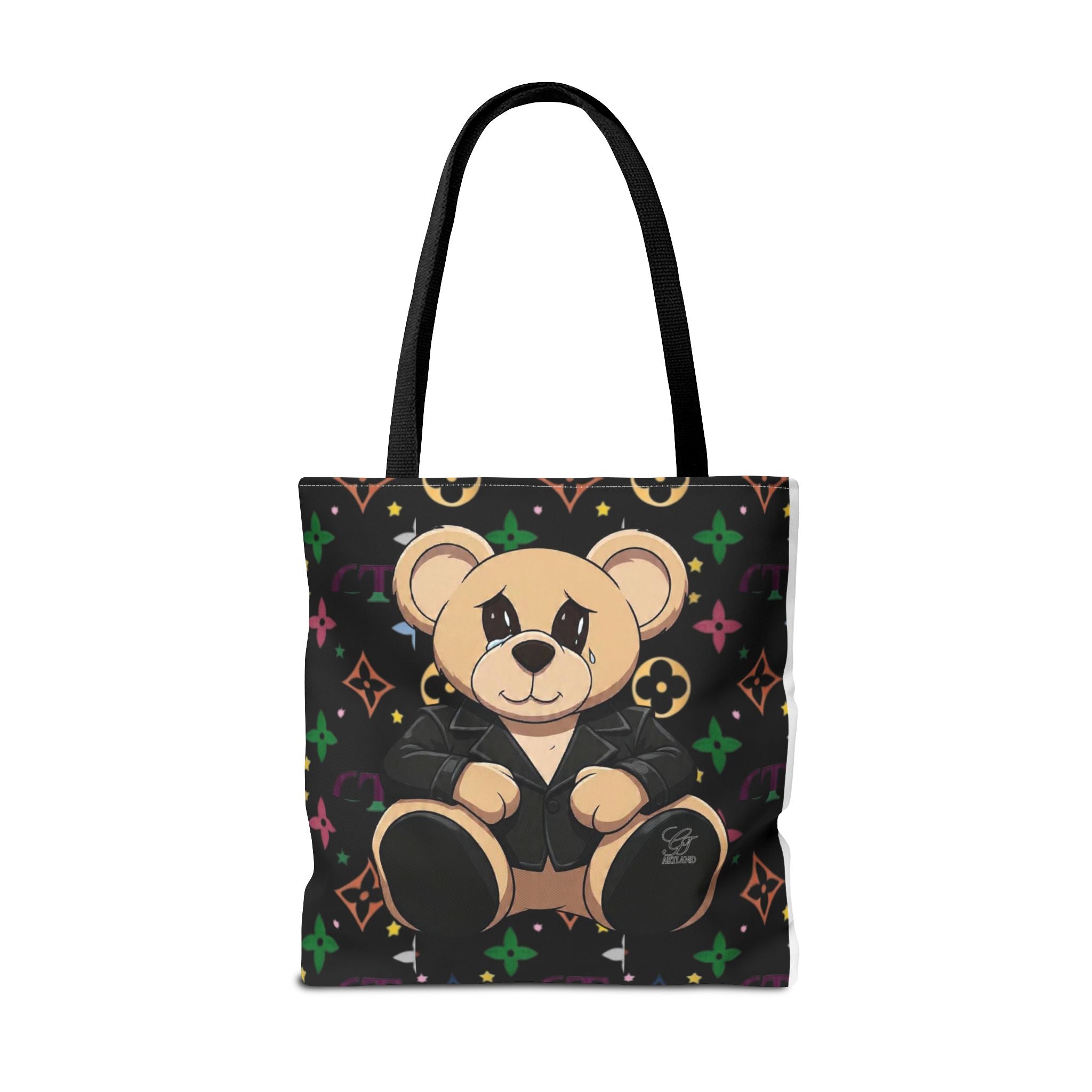 Elite Black Urban Designer Teddy Bear Monogram Tote Bag by GT Artland