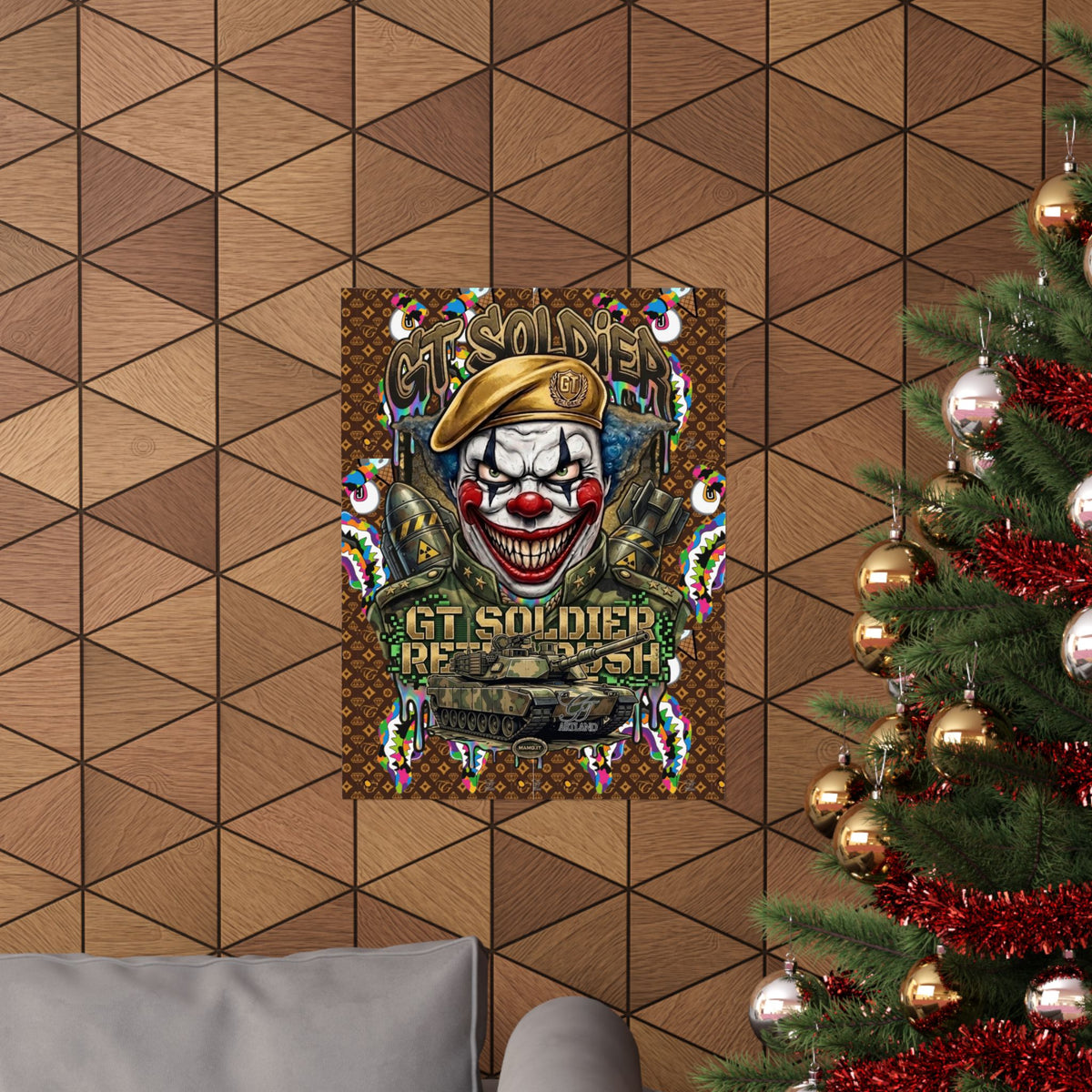 GT Soldier Clown Soldier | Military Tank Square Poster by GT Artland