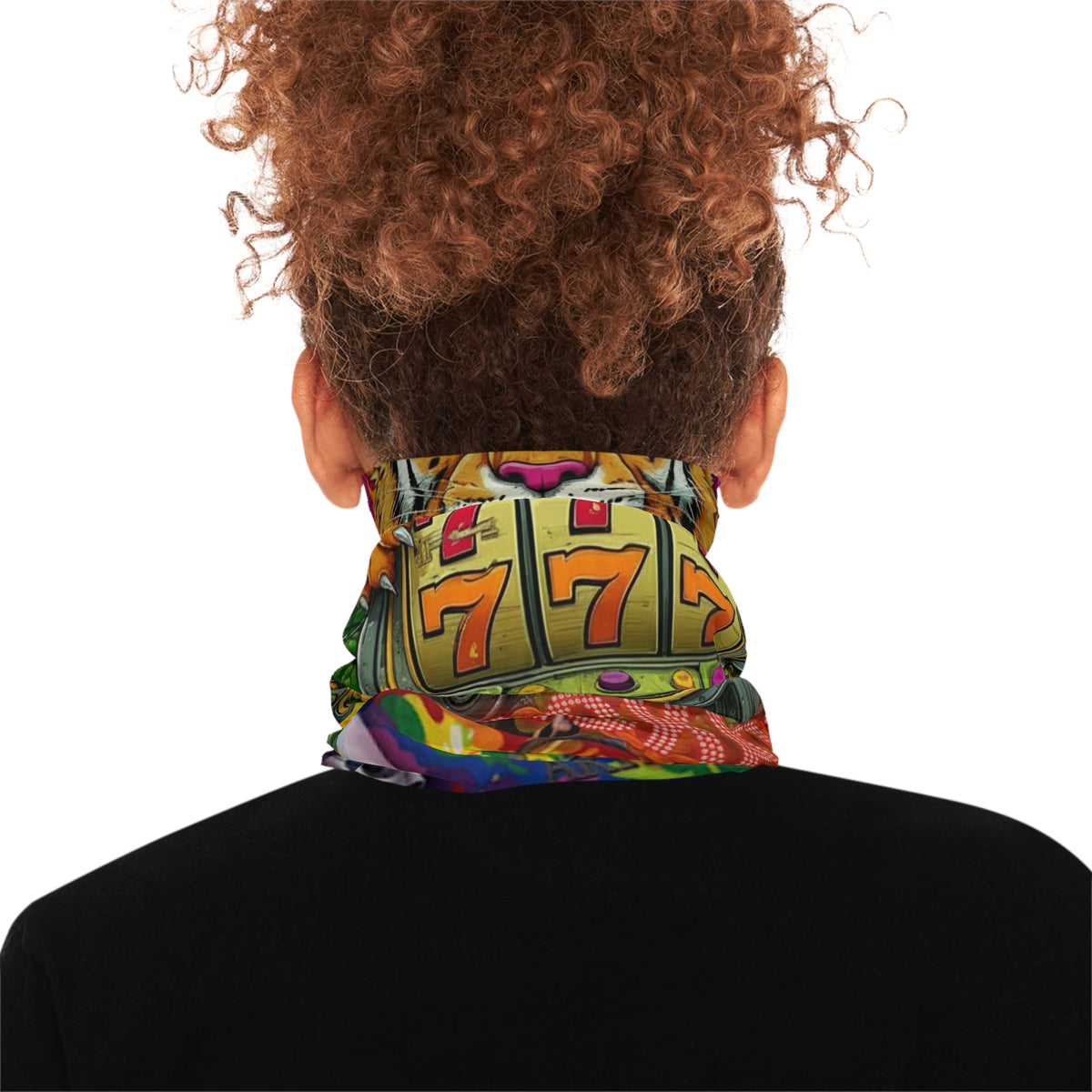Jackpot Tiger Designer Neck Gaiter — Vibrant Casino Slot Face Mask by GT Artland
