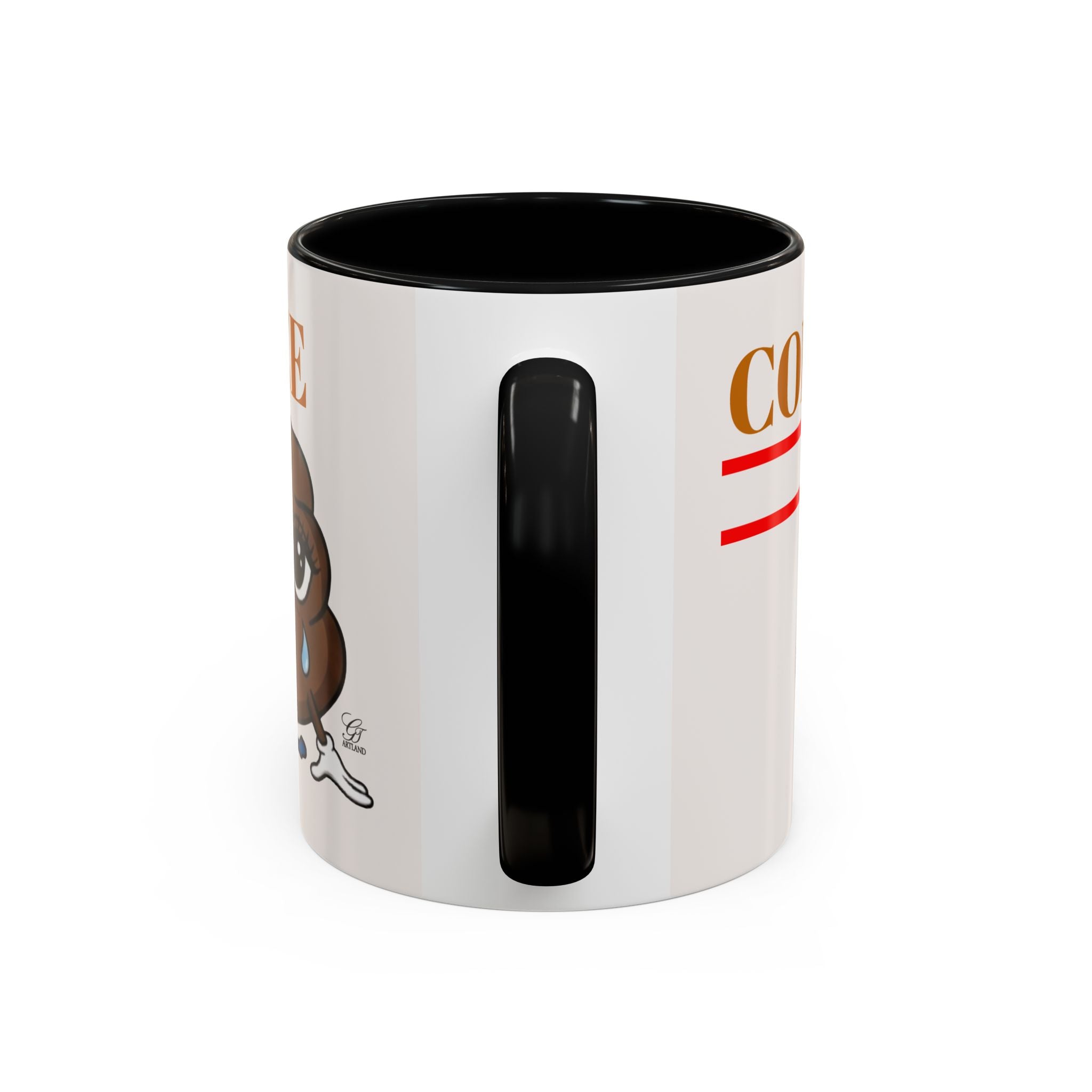 Coffee Mug — Sad Coffee Poop Emoji Designer Toon Accent Mug (11/15oz) by GT Artland