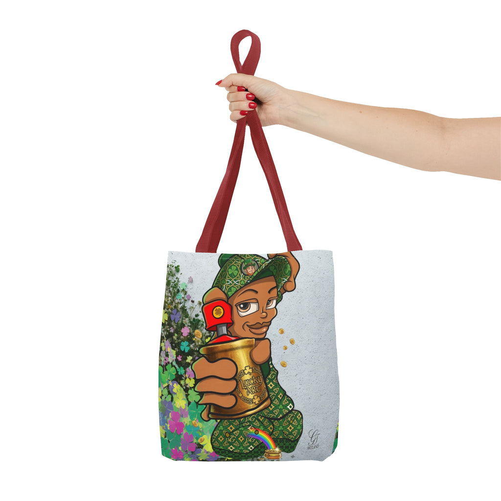 "Lucky Art" Spray Can Ebony Couple (Boy/Girl) St Patrick Theme Designer Tote Bag by GT Artland
