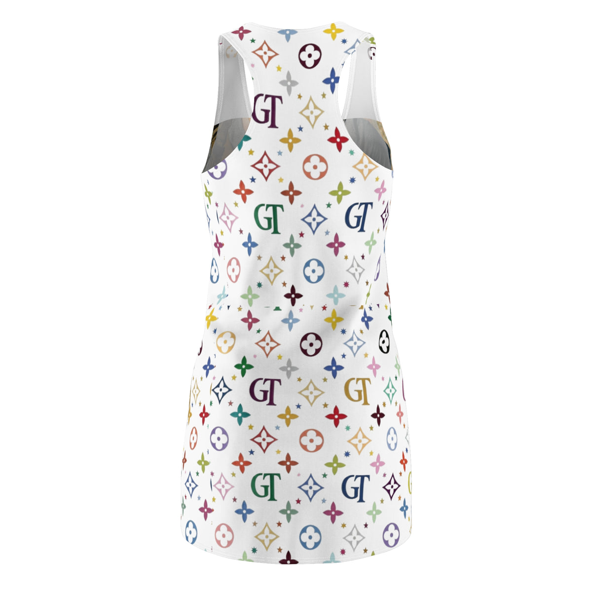 Women's Racerback Dress – American Flag Tactical Camo & Designer-Inspired Monogram Print