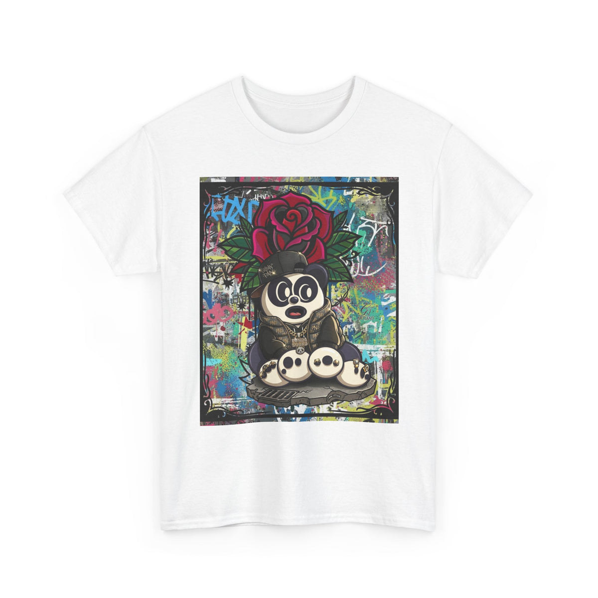 Panda with Rose Tee | Graffiti Street Art Panda T-Shirt by GT Artland
