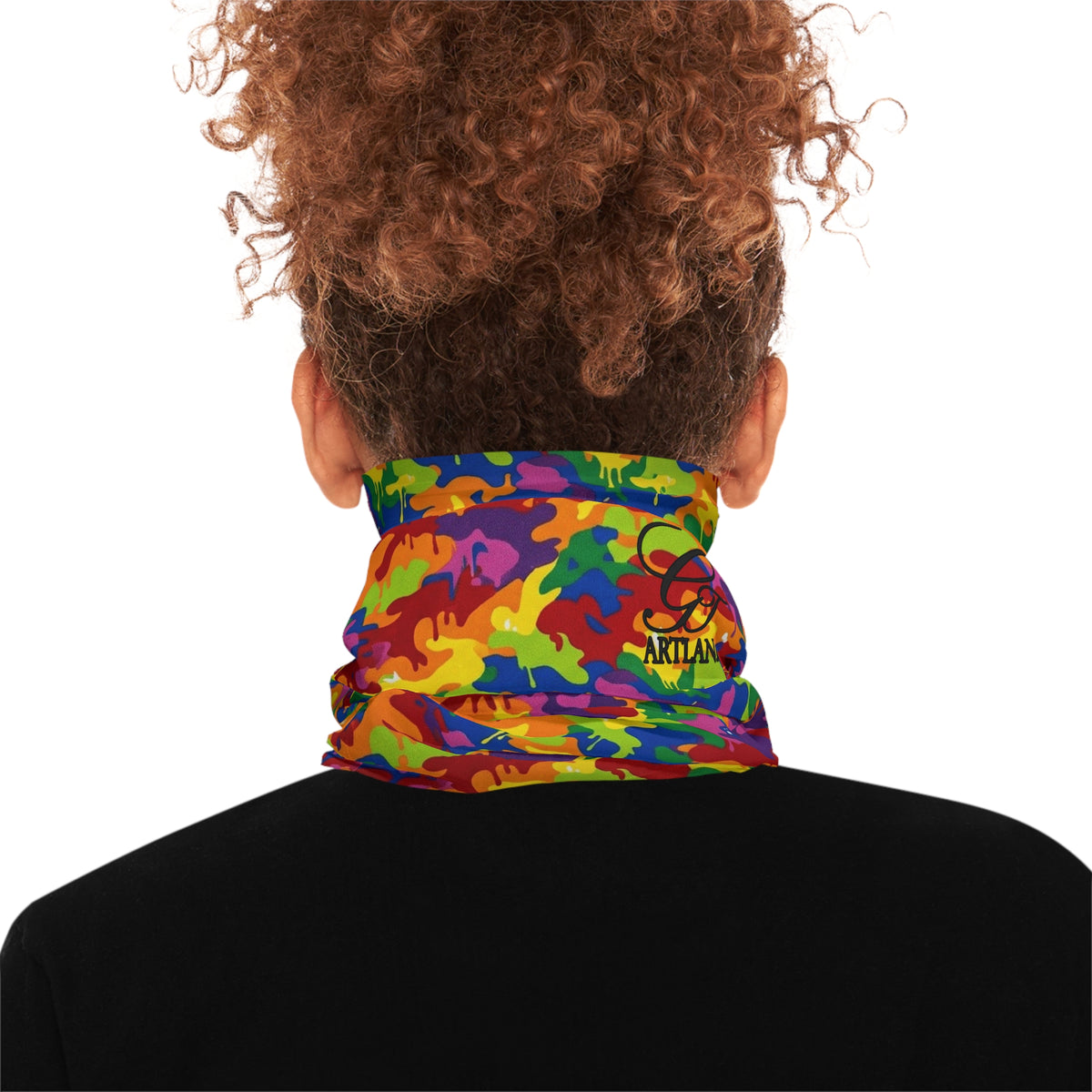 Autistik Rainbow Camo Drip Neck Gaiter — Colorful Camouflage Face Mask & Headband by GT Artland