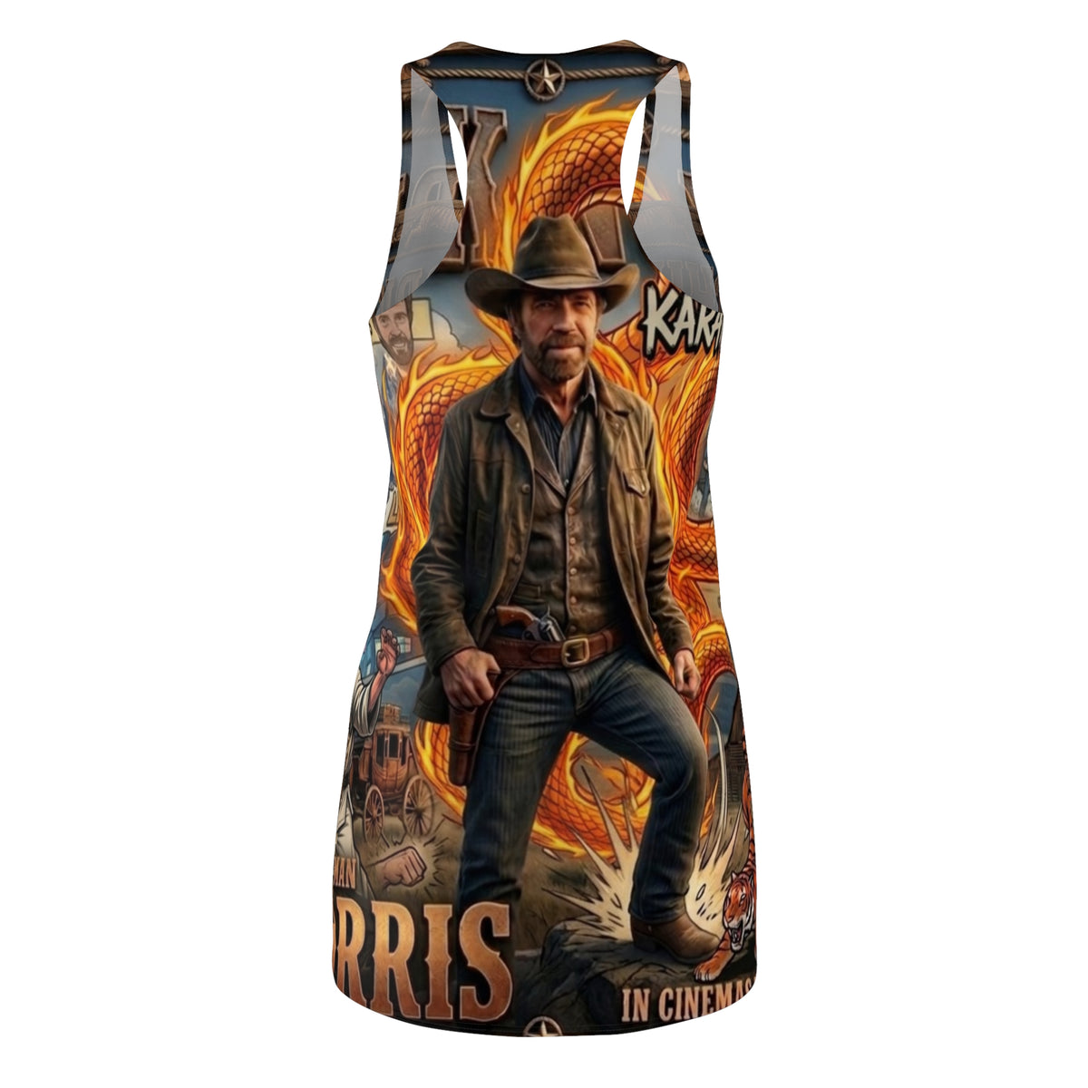 Vintage Action Movie Poster Racerback Dress | All-Over Print by GT Artland