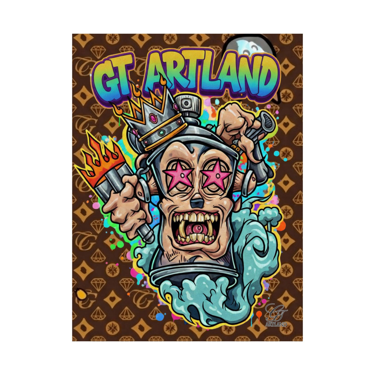 Graffiti King Skull Matte Vertical Poster | Urban Street Art, Colorful Illustration by GT Artland