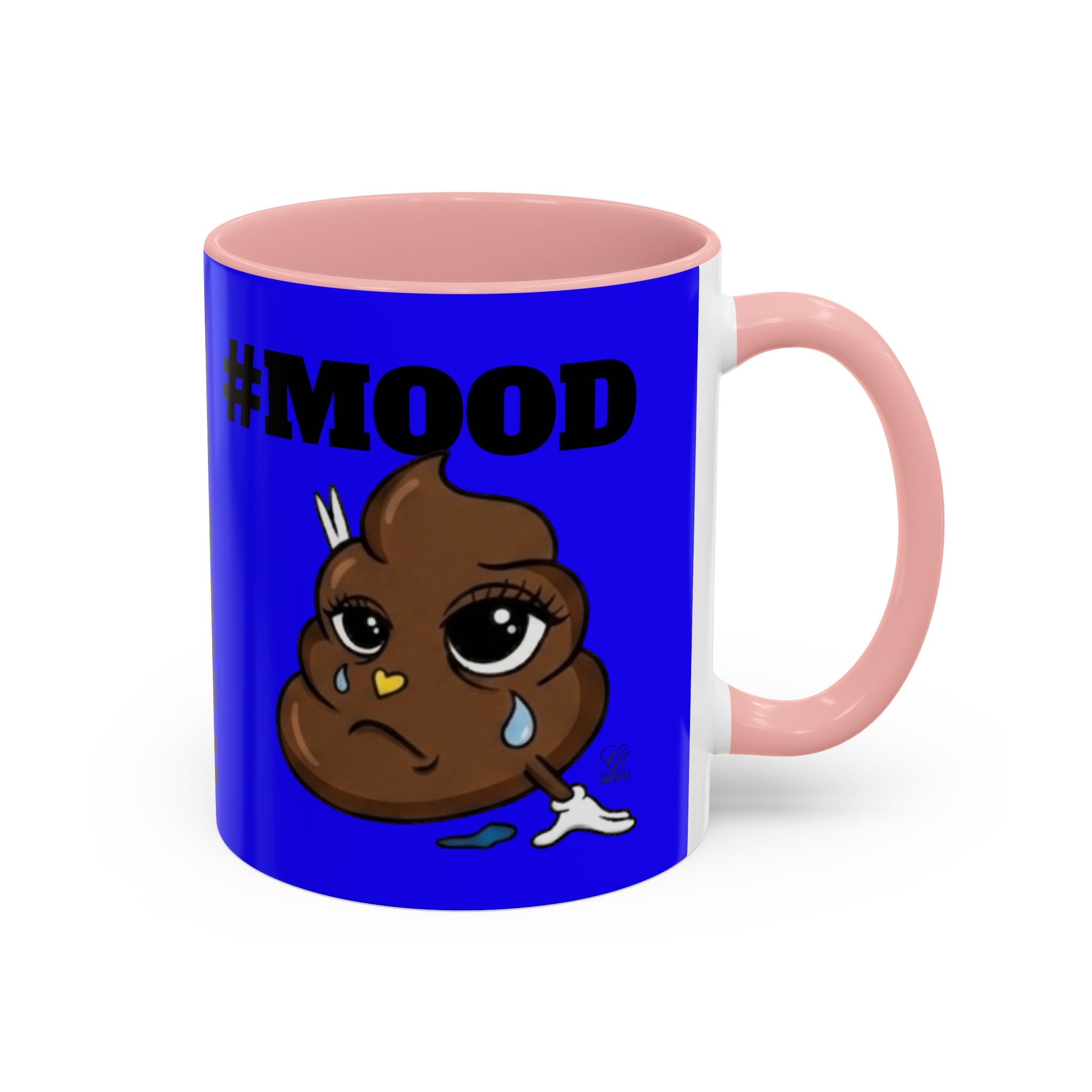 #MOOD Poop Emoji Retro Blue Accent Coffee Mug – Funny Blue 11/15oz Gift by GT Artland