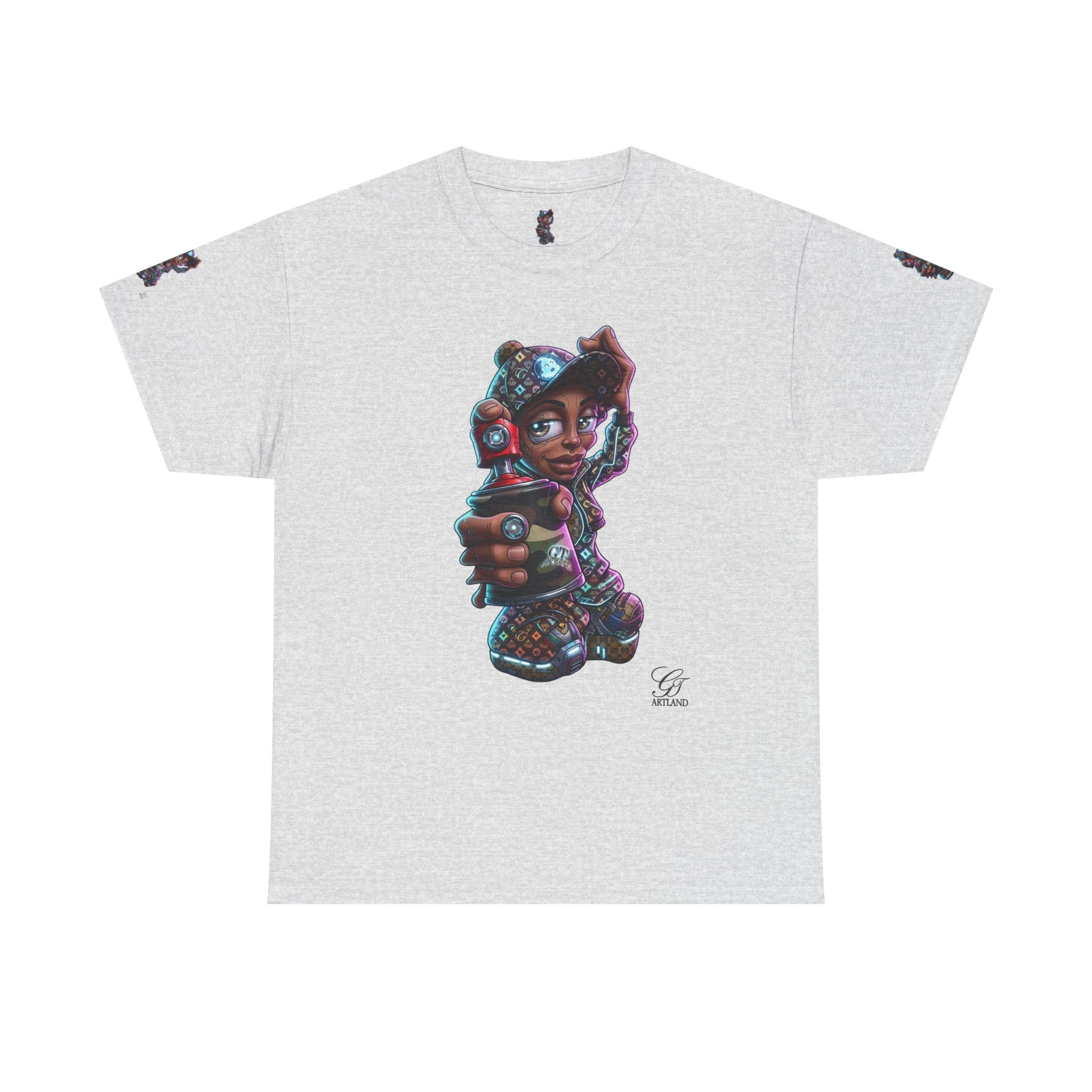 Ebony Futuristic Urban Spray Can Kid Gamer Tee - Cute Streetwear Graphic T-Shirt by GT Artland