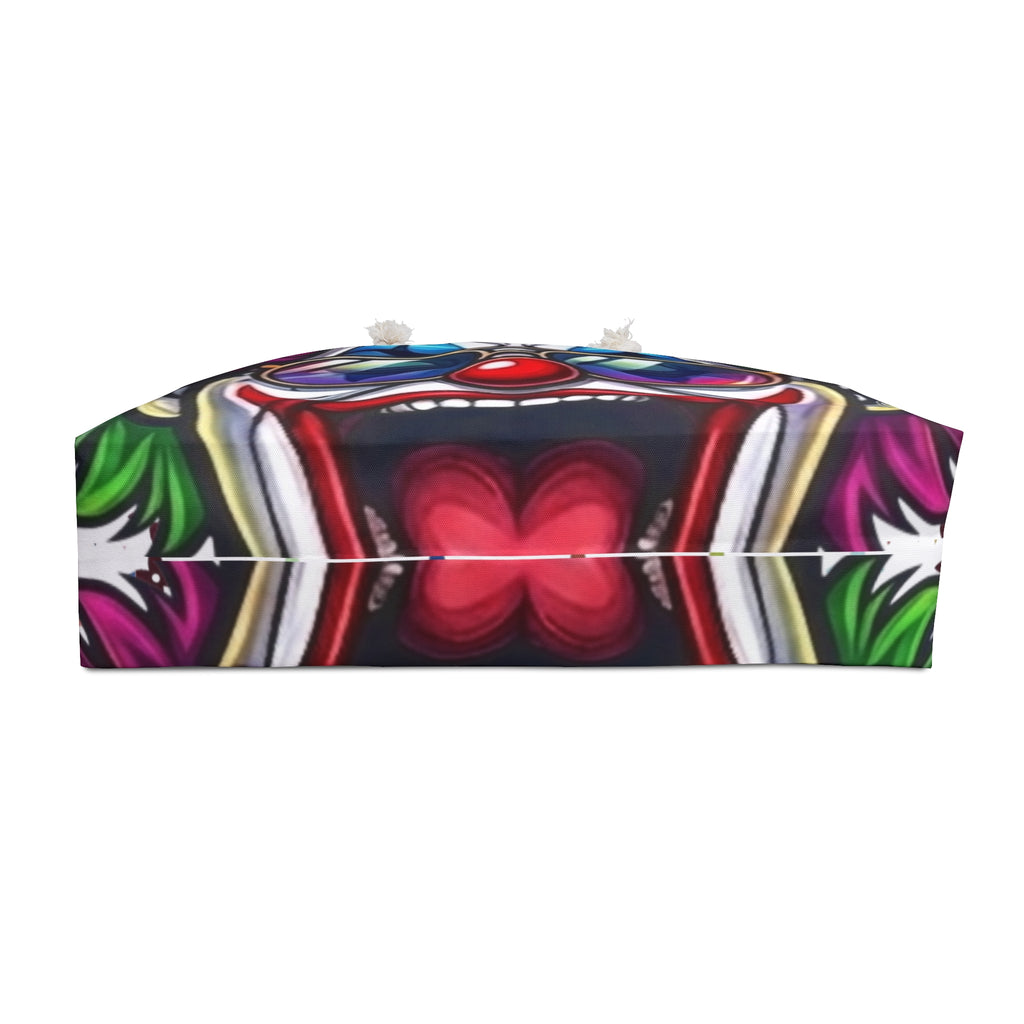 GT SOLDIER Colorful Clown Face Weekender Bag | Neon Artwork, Bold Carnival Tote by GT Artland