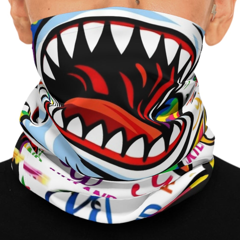 Shark Jaw Colorwave Neck Gaiter — Vibrant Multicolor Shark Face Face Mask by GT Artland