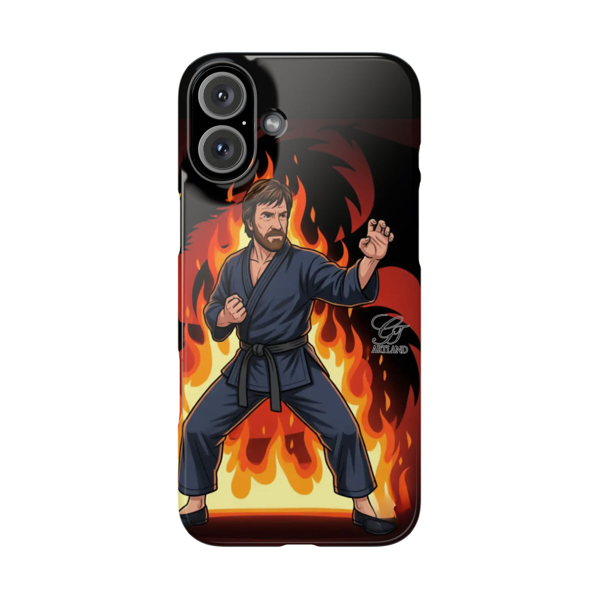 Martial Artist Illustration Slim Phone Case | Karate Fighter Flames by GT Artland