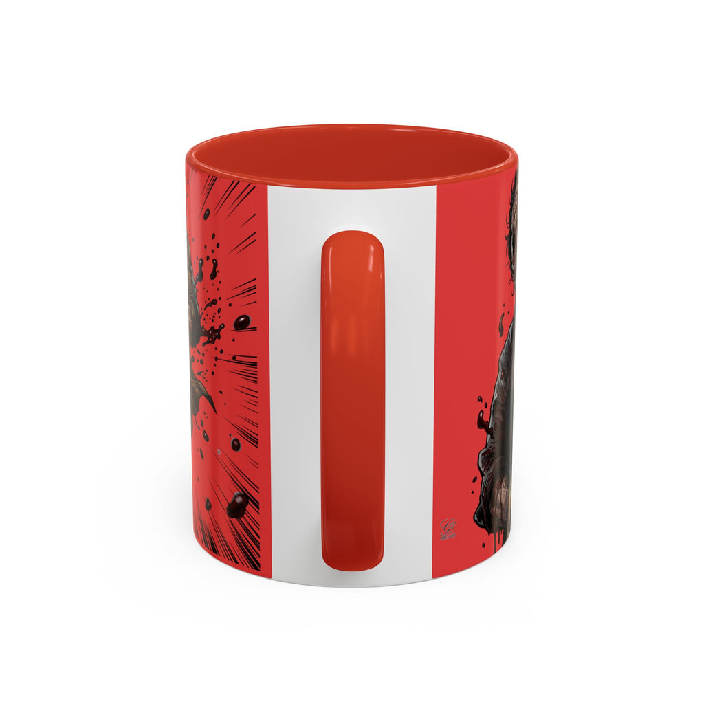 Chainsaw Killer Illustration Mug | Horror Red Accent Coffee Mug by GT Artland