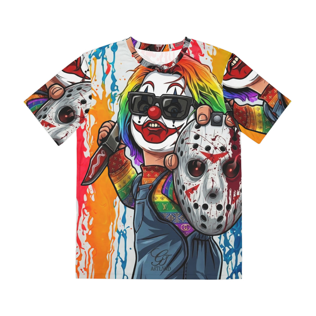 Rainbow Psycho Slasher Designer Drip Horror Tee | Bloody Slasher All-Over Print by GT Artland