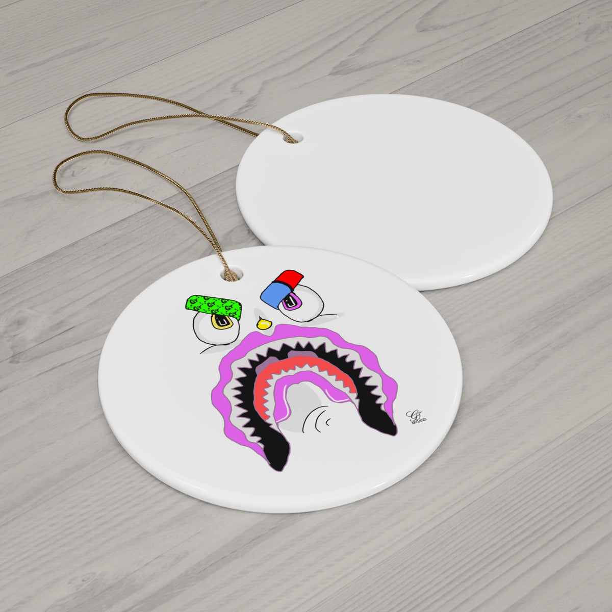 Colorful Shark-Mouth Face Holiday Decoration Ornament by GT Artland