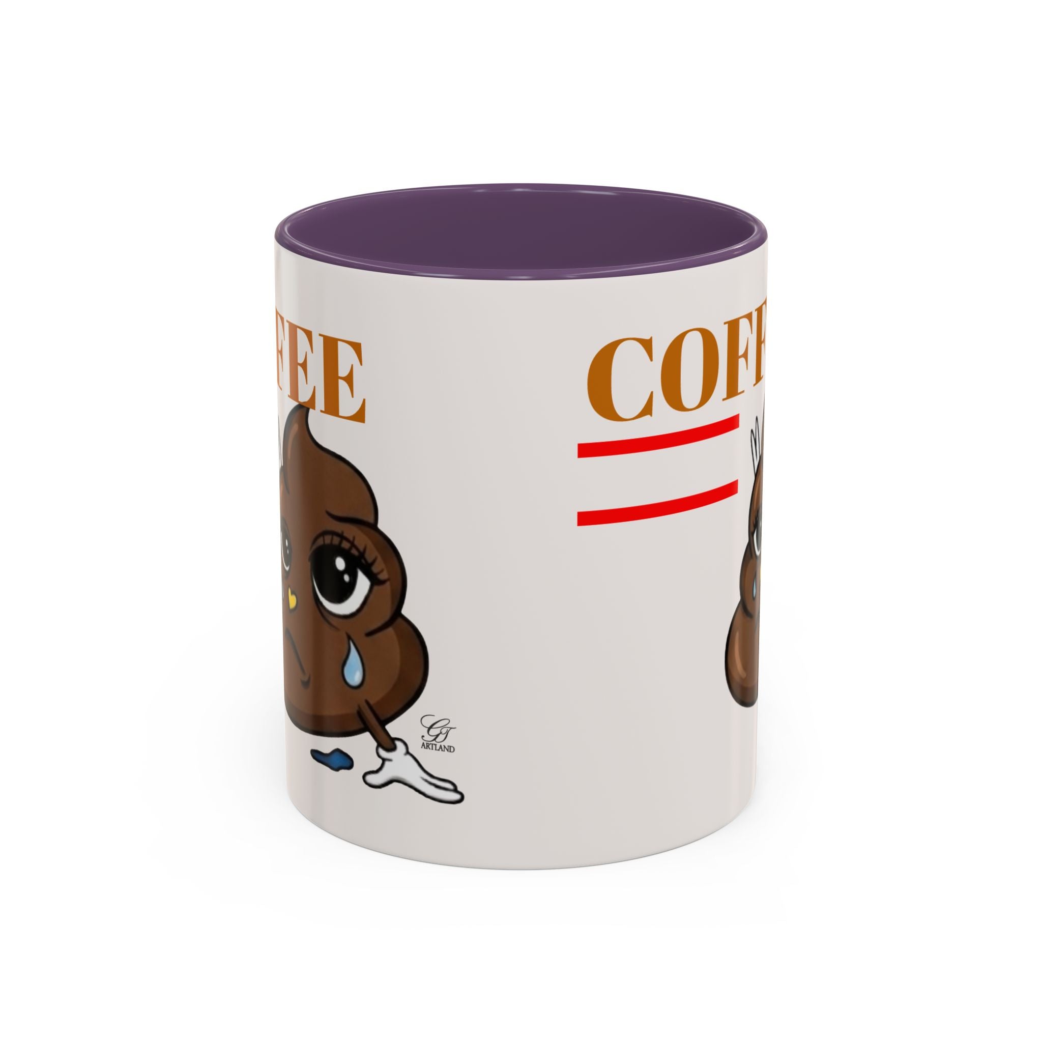 Coffee Mug — Sad Coffee Poop Emoji Designer Toon Accent Mug (11/15oz) by GT Artland