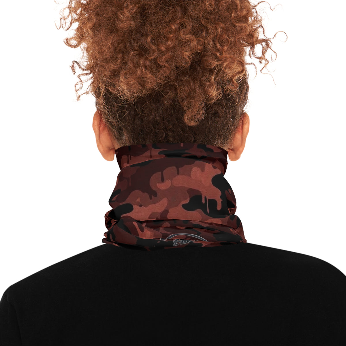 Red Camo Neck Gaiter — Midweight Face Mask with Drip Camouflage Design by GT Artland