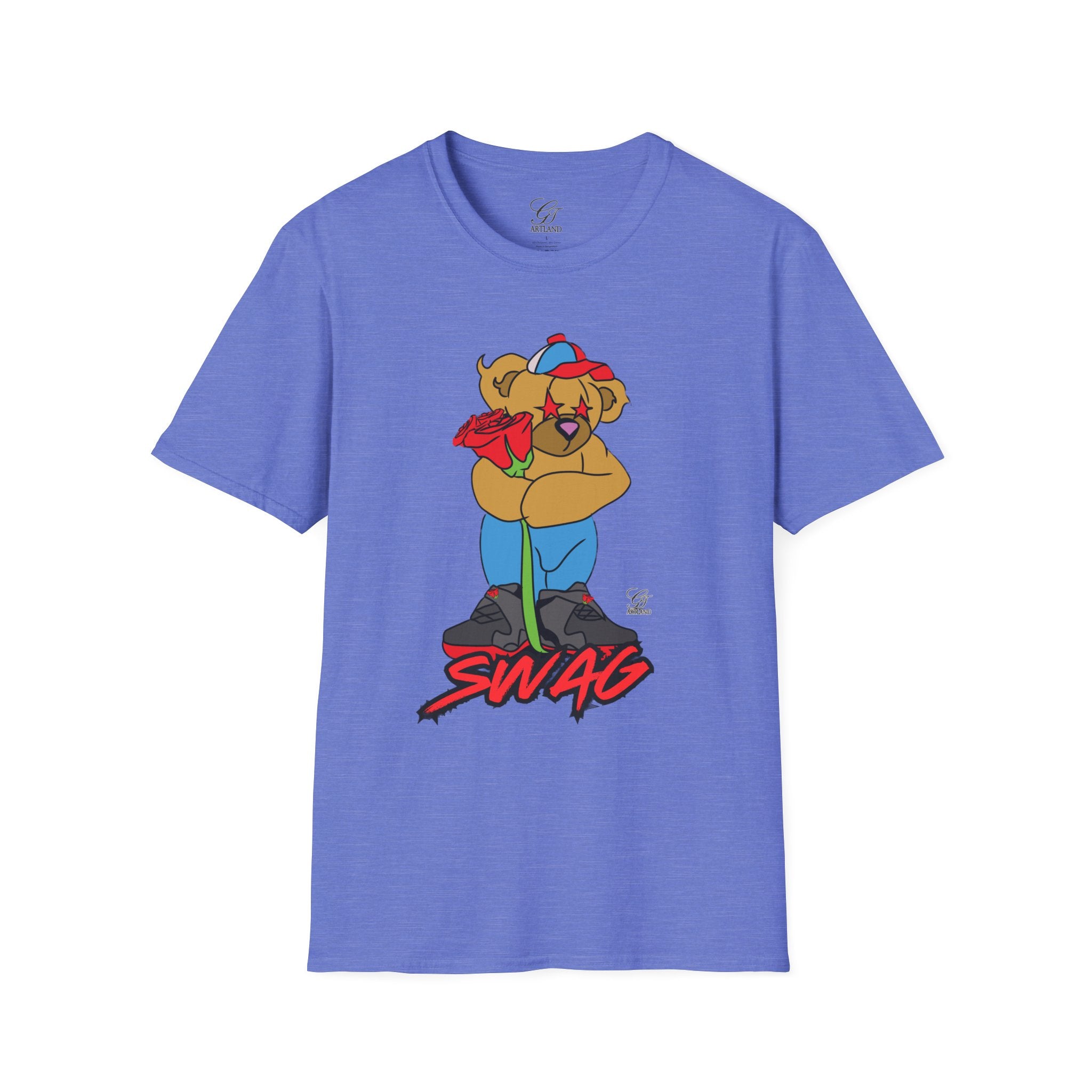 Cartoon Bear with Swag Graphic T-Shirt - Tee