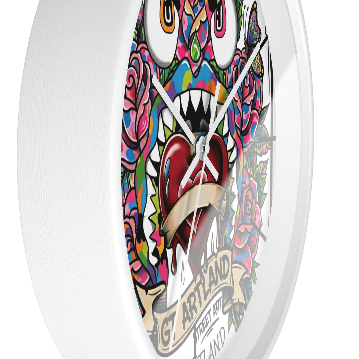 Colorful Tattoo Heart Monster Wall Clock by GT Artland