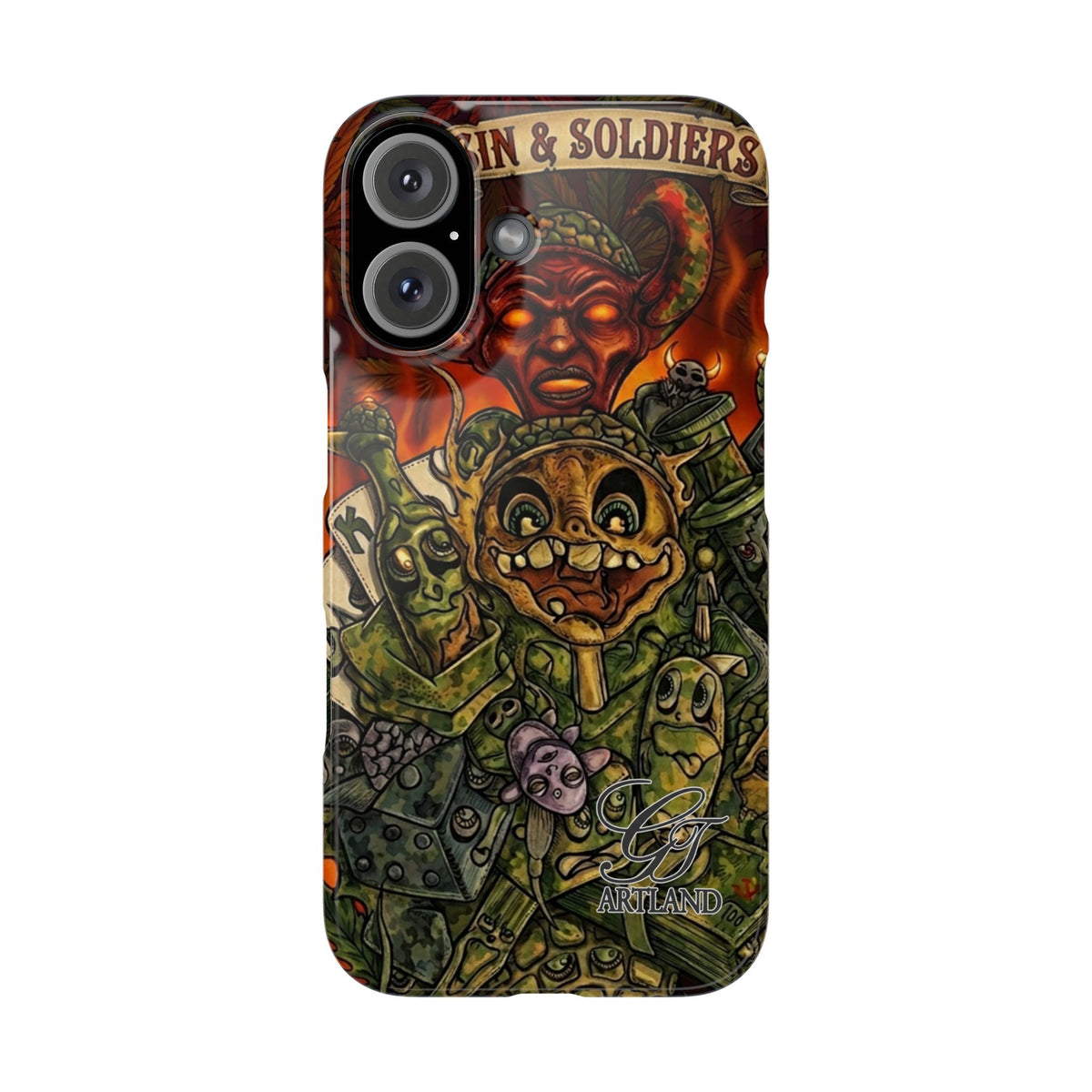 Devils Army Illustration Slim Phone Case | Horror Soldier Art by GT Artland