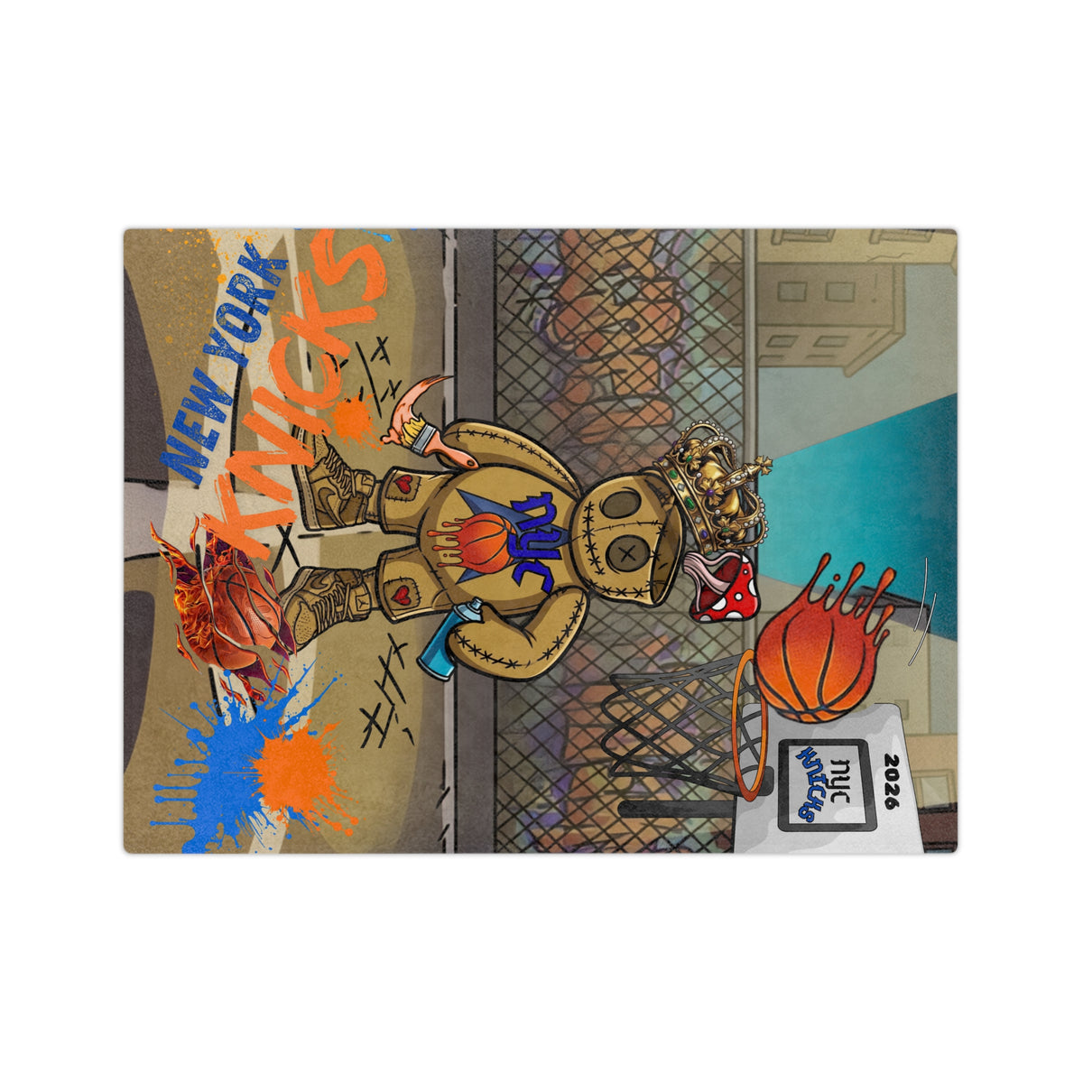 Basketball Air Brush Teddy Velveteen Basketball Blanket