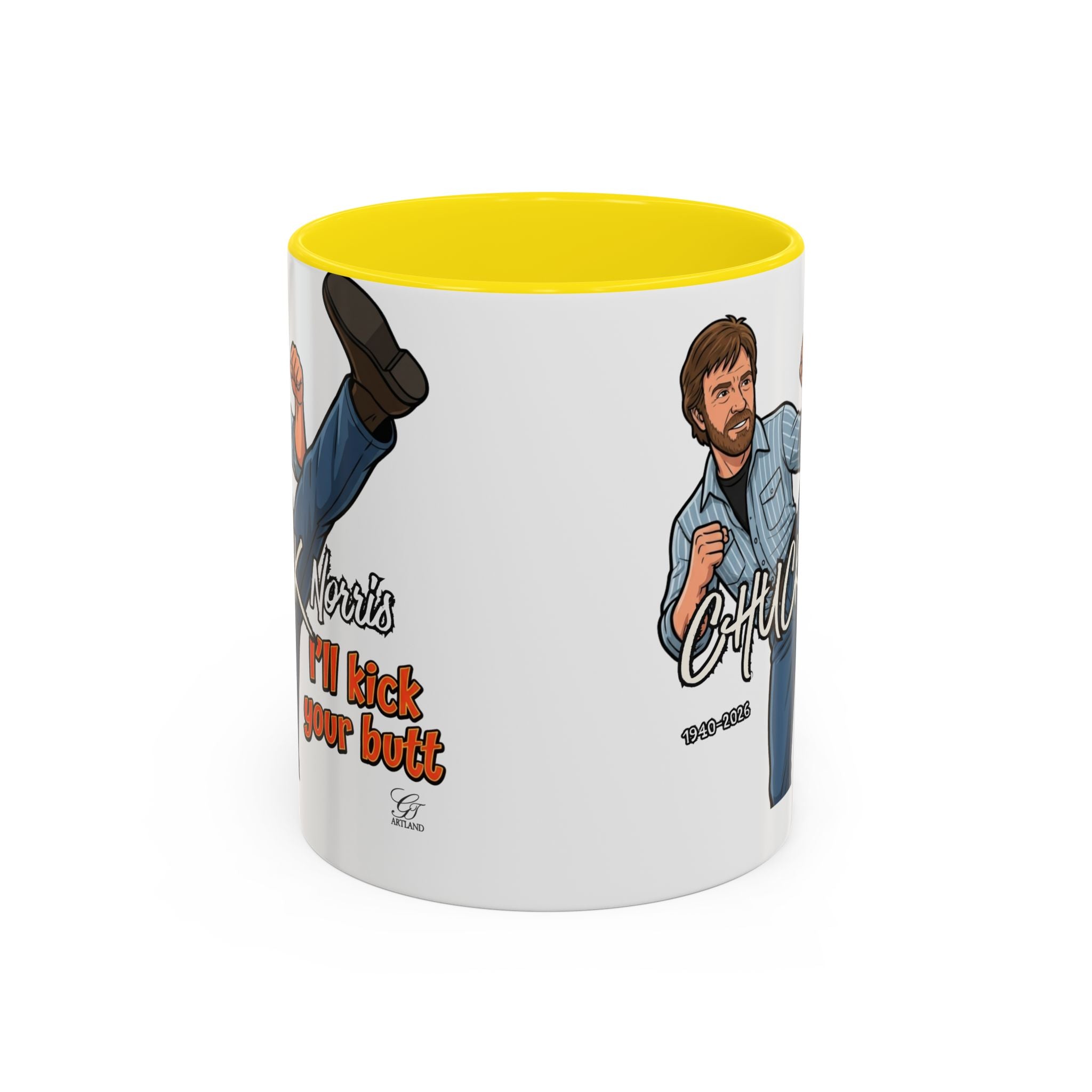 Martial Arts Chuck Norris Kick Butt Humor Character Mug | Accent Coffee Mug by GT Artland
