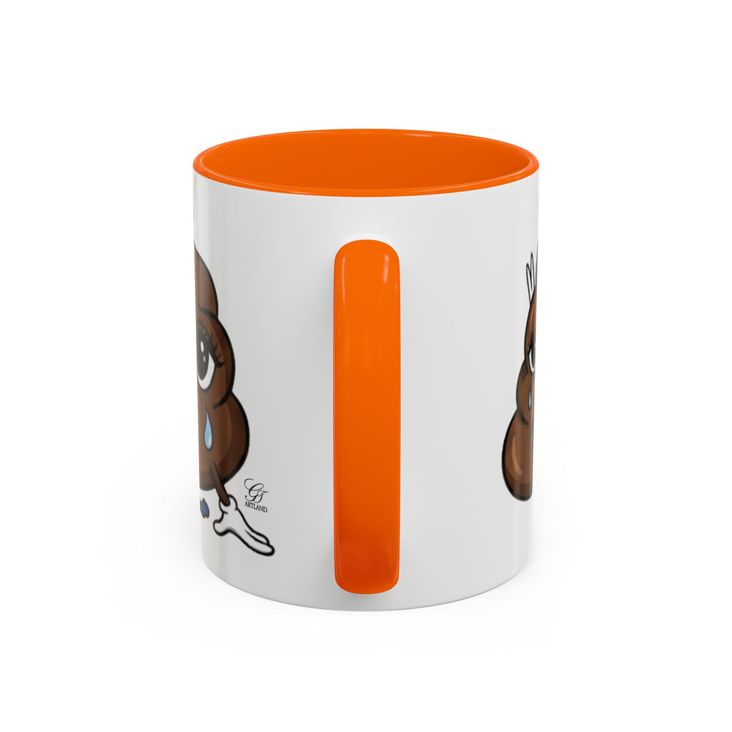Sad Poop Emoji Coffee Mug — Funny Kawaii Gag Gift Accent Mug by GT Artland