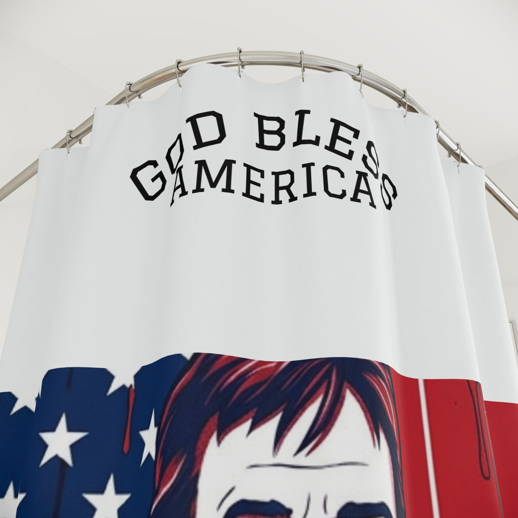 God Bless America Chuck Norris Shower Curtain | Patriotic Flag Bathroom Decor