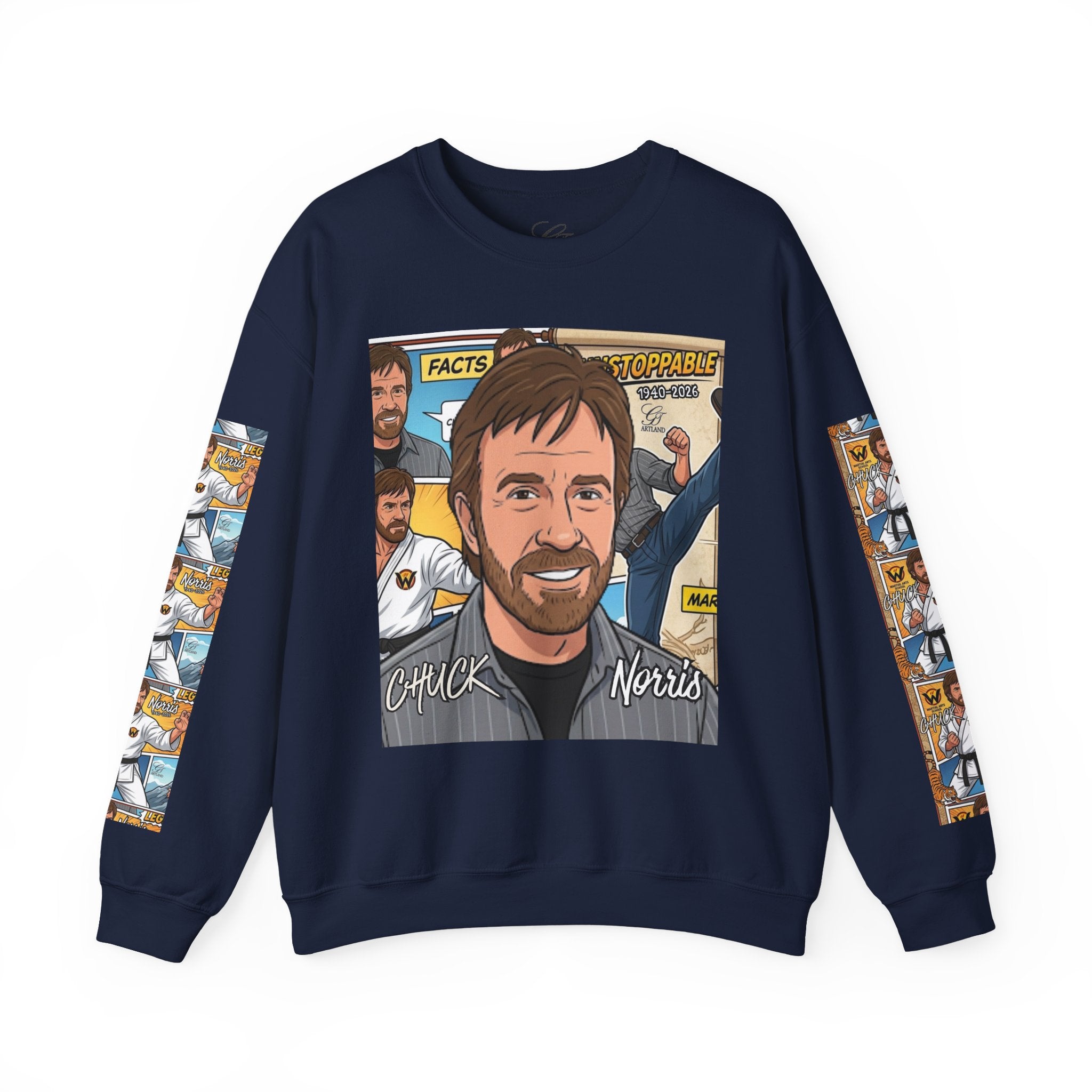 Chuck Norris Toon Urban Retro Martial Arts Legend Crewneck Sweatshirt