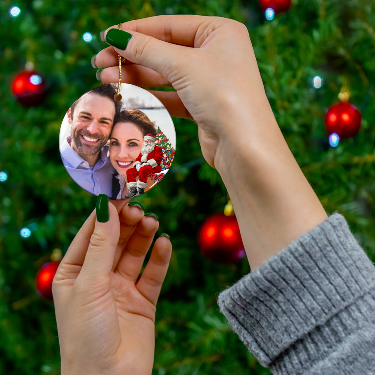 Personalized Ceramic Christmas Ornament - Photo Holiday Keepsake (Round, 4 Shapes) by GT Artland