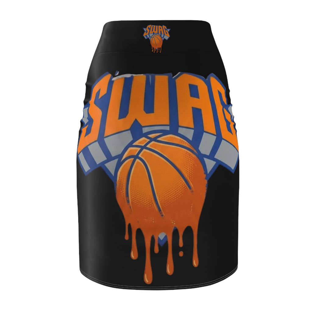 Dripping Basketball SWAG Pencil Skirt | Sports Graphic Skirt by GT Artland